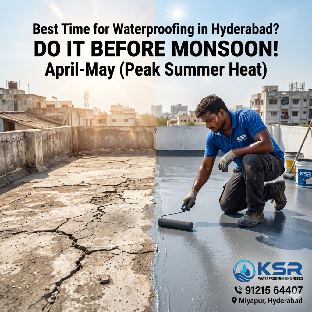 Best Time for Waterproofing in Hyderabad — Pre-Monsoon April–May Guide | KSR