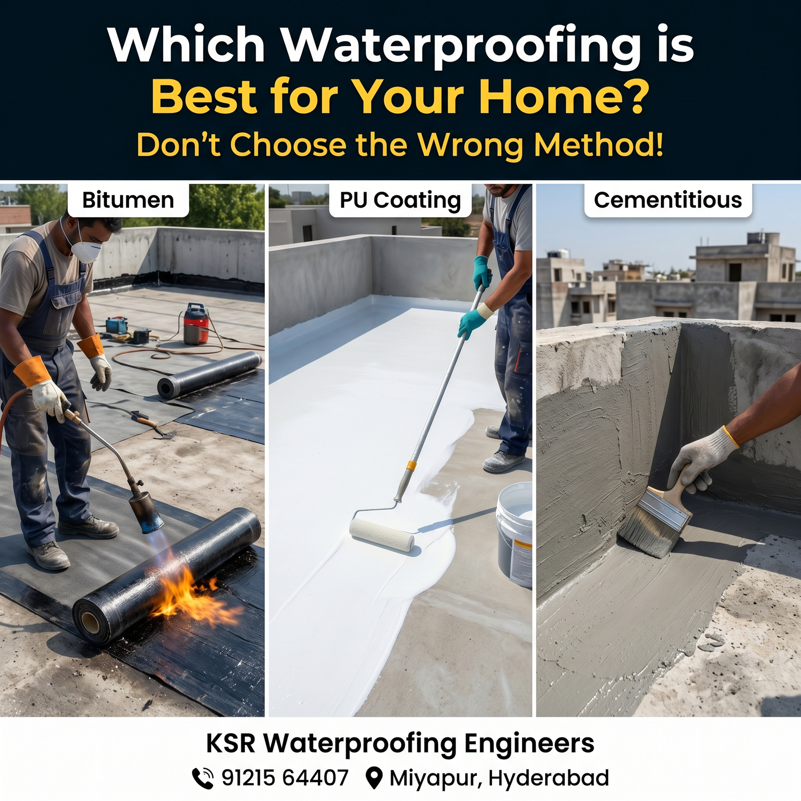 Types of Waterproofing Services in Miyapur